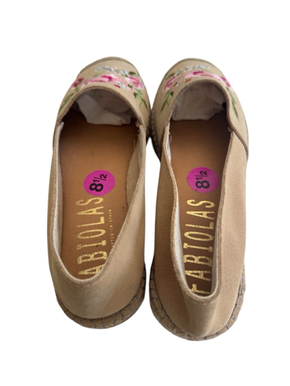 Fabiolas Beige Floral Embroidered Espadrille Flats - Picture 2 of 4